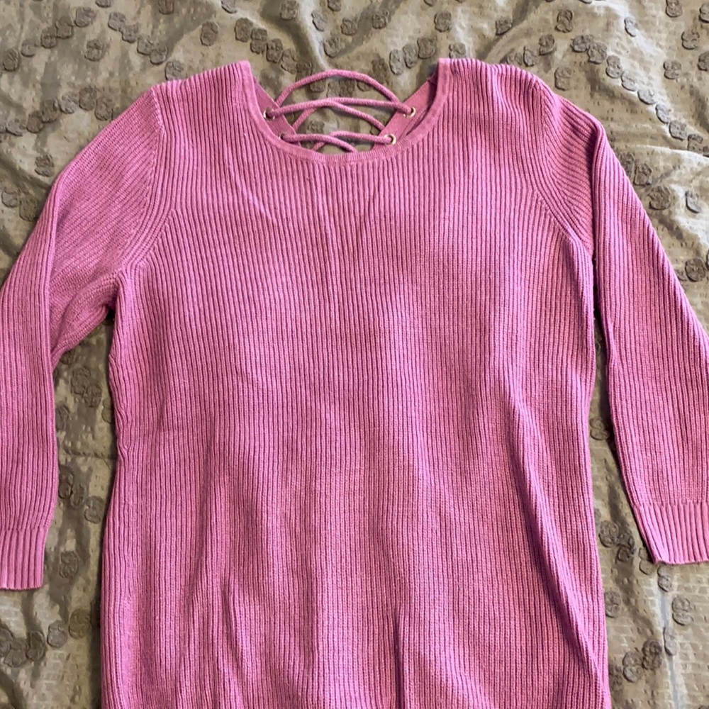 Lace up back sweater